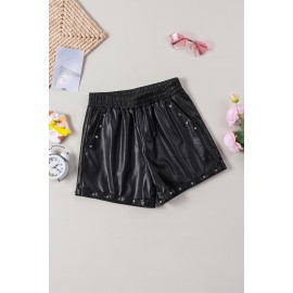 Beaded Faux Leather High Waist Shorts Beaded Faux Leather High Waist Shorts