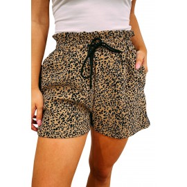 Leopard Print Ruffled Drawstring High Waist Shorts Leopard Print Ruffled Drawstring High Waist Shorts