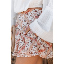 White High Rise Pocketed Floral Shorts White High Rise Pocketed Floral Shorts