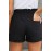 Black Elastic Waist Drawstring Roll Hem Shorts