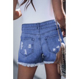 Letters Print Raw Cuffs Denim Shorts Letters Print Raw Cuffs Denim Shorts