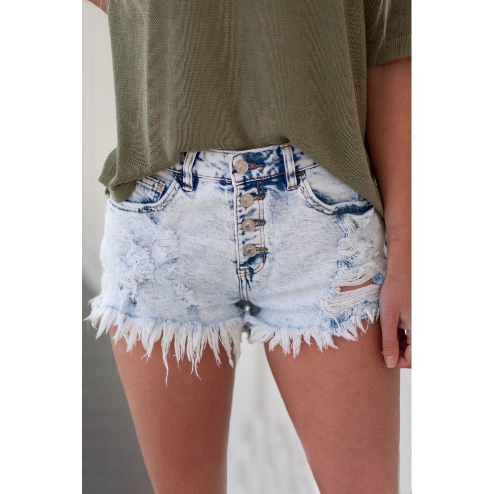 Sky Blue High Rise Acid Wash Jean Shorts Sky Blue High Rise Acid Wash Jean Shorts