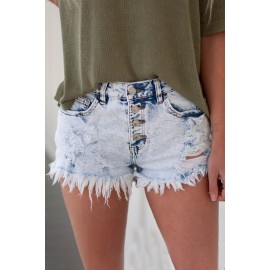 Sky Blue High Rise Acid Wash Jean Shorts