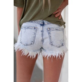 Sky Blue High Rise Acid Wash Jean Shorts Sky Blue High Rise Acid Wash Jean Shorts
