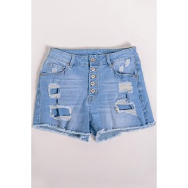 Ripped Buttons Denim Shorts Ripped Buttons Denim Shorts