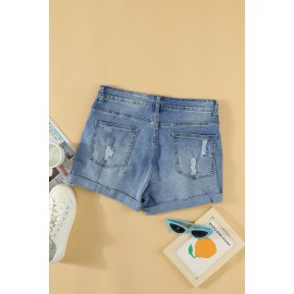 Vintage Faded and Distressed Denim Shorts Vintage Faded and Distressed Denim Shorts