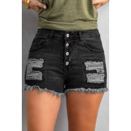 Black Gypsy Mid-rise Distressed Denim Shorts