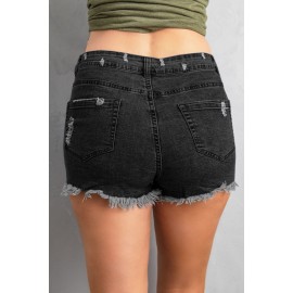 Black Gypsy Mid-rise Distressed Denim Shorts Black Gypsy Mid-rise Distressed Denim Shorts