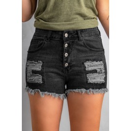 Black Gypsy Mid-rise Distressed Denim Shorts Black Gypsy Mid-rise Distressed Denim Shorts