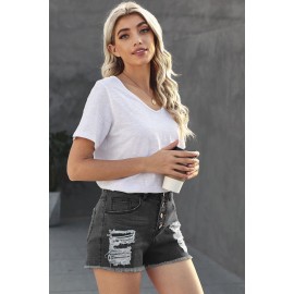 Black Gypsy Mid-rise Distressed Denim Shorts Black Gypsy Mid-rise Distressed Denim Shorts