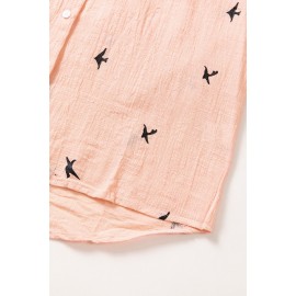 Pink Bird Print Buttoned Shirt Pink Bird Print Buttoned Shirt