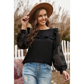 Contrast Sleeve Ruffle Blouse Contrast Sleeve Ruffle Blouse