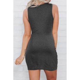 Black Crew Neck Sleeveless Twist Hollow-out Bodycon Mini Dress Black Crew Neck Sleeveless Twist Hollow-out Bodycon Mini Dress